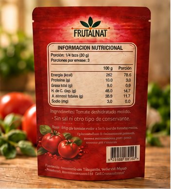 Información nutricional del tomate molido deshidratado Frutalnat